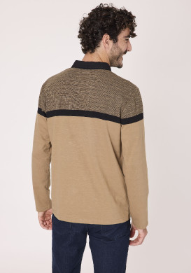 Polo manches longues 100% coton Marron Homme Polo manches longues 100% coton Marron Homme