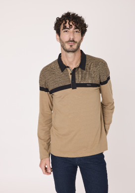 Polo manches longues 100% coton Marron Homme Polo manches longues 100% coton Marron Homme