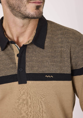 Polo manches longues 100% coton Marron Homme Polo manches longues 100% coton Marron Homme