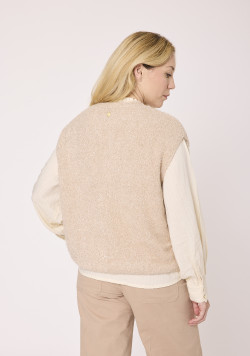 Gilet sans manches col V Beige doré Femme