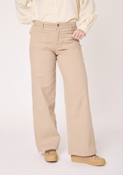 Pantalon Large 7/8ème Beige Femme
