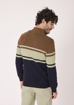Pull manches longues 100% coton marron Homme
