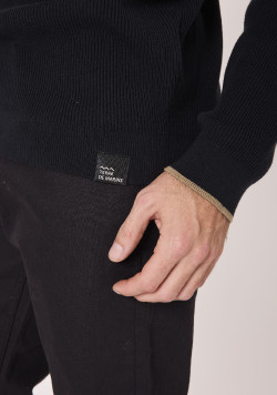 Pull col polo 100% coton Noir Homme