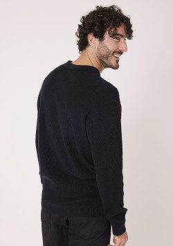 Pull col polo 100% coton Noir Homme