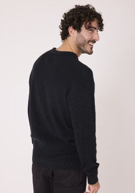 Pull col polo 100% coton Noir Homme Pull col polo 100% coton Noir Homme