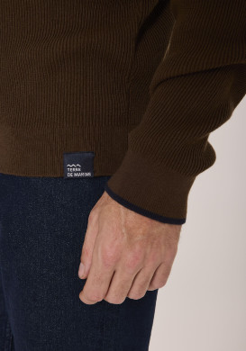 Pull col polo 100% coton marron Homme Pull col polo 100% coton marron Homme