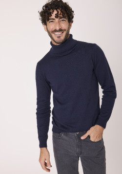 Pull col roulé Bleu marine Homme