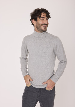 Pull col roulé Gris Homme