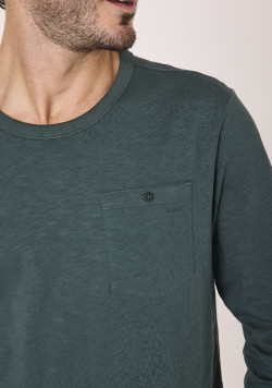 Tee shirt manches longues 100% coton Vert Homme