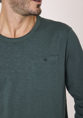 Tee shirt manches longues 100% coton Vert Homme Tee shirt manches longues 100% coton Vert Homme