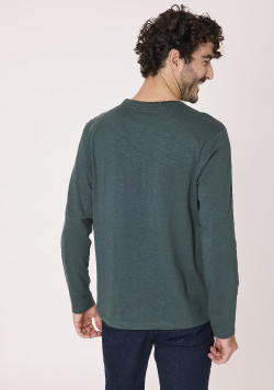 Tee shirt manches longues 100% coton Vert Homme