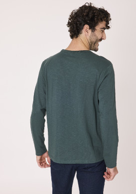 Tee shirt manches longues 100% coton Vert Homme Tee shirt manches longues 100% coton Vert Homme
