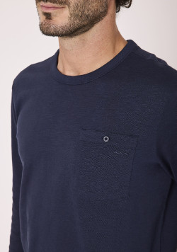 Tee shirt manches longues 100% coton Bleu marine Homme