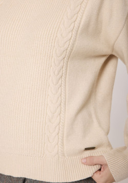 Pull torsade beige Femme