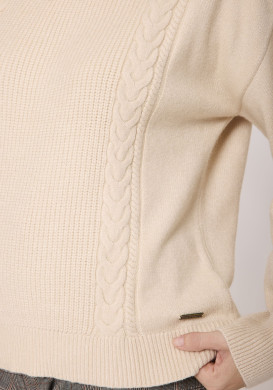 Pull torsade beige Femme