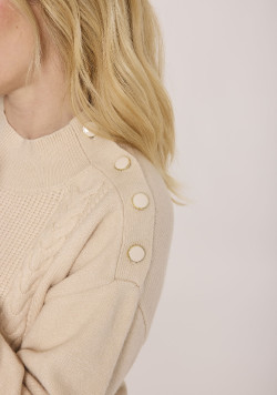 Pull torsade beige Femme