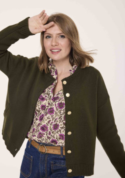 Gilet avec boutons dorés Kaki Femme - EOM
