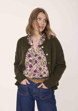Gilet avec boutons dorés Kaki Femme - EOM