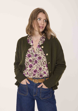 Gilet avec boutons dorés Kaki Femme - EOM Gilet avec boutons dorés Kaki Femme - EOM