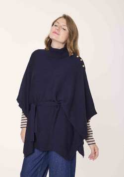 Pull cape Bleu Marine Femme EOM