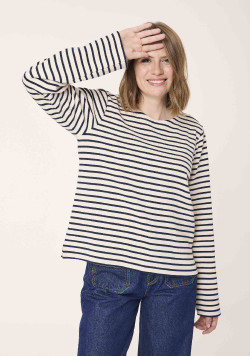 Marinière manches longues bleu marine et beige Femme - EOM