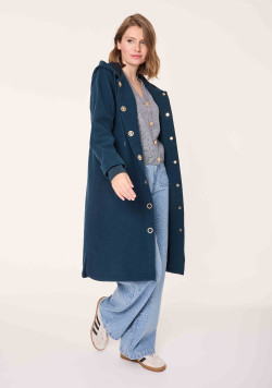 Veste longue avec capuche Bleu canard Femme - EOM