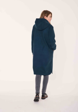 Veste longue avec capuche Bleu canard Femme - EOM Veste longue avec capuche Bleu canard Femme - EOM