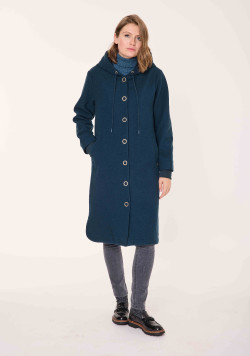 Veste longue avec capuche Bleu canard Femme - EOM