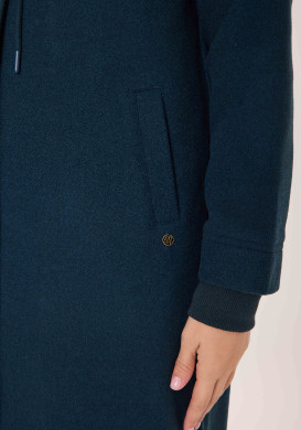 Veste longue avec capuche Bleu canard Femme - EOM Veste longue avec capuche Bleu canard Femme - EOM