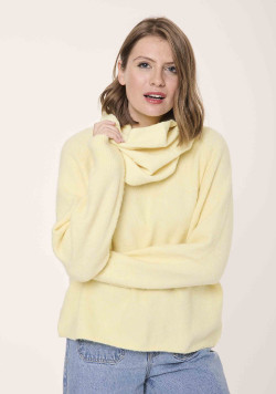 Ensemble Pull et Snood Femme jaune pastel - EOM