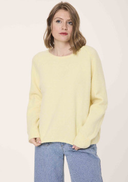 Ensemble Pull et Snood Femme jaune pastel - EOM