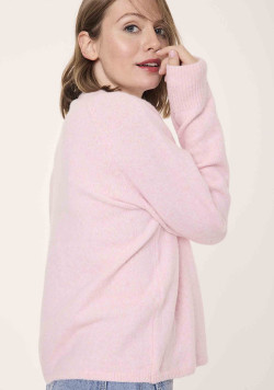 Ensemble Pull manches longues et snood Femme rose pastel