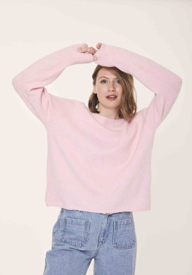 Ensemble Pull manches longues et snood Femme rose pastel Ensemble Pull manches longues et snood Femme rose pastel