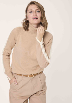 Pull col roulé camel Femme - EOM
