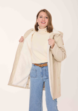 Ciré déperlant doublé fausse fourrure Beige mat Femme - EOM