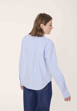 Chemise rayée 100% coton bleu Femme