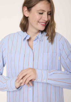 Chemise rayée 100% coton bleu Femme