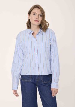 Chemise rayée 100% coton bleu Femme