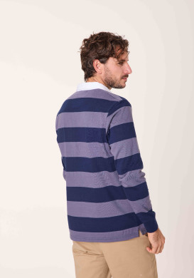 Polo homme manches longues violet et bleu - EOM Polo homme manches longues violet et bleu - EOM