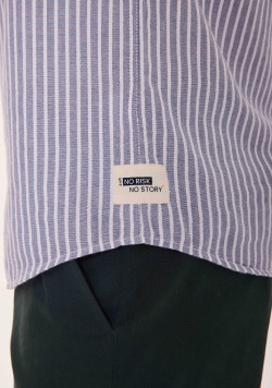 Chemise 100% coton rayée bleu et beige Homme - EOM