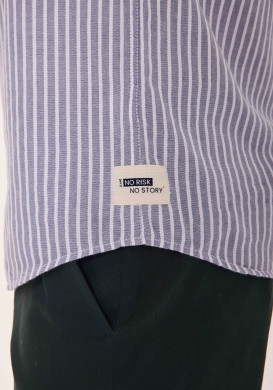 Chemise 100% coton rayée bleu et beige Homme - EOM