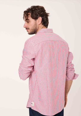 Chemise 100% coton rayée rouge et beige Homme - EOM