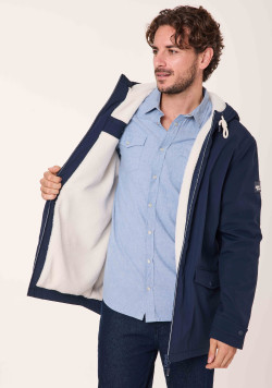 Parka doublée sherpa Bleu Marine Homme - EOM