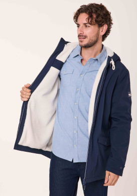 Parka doublée sherpa Bleu Marine Homme - EOM Parka doublée sherpa Bleu Marine Homme - EOM