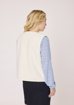 Veste sherpa sans manches Blanc cassé Femme
