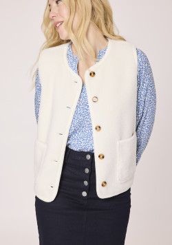 Veste sherpa sans manches Blanc cassé Femme