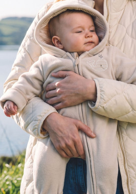 Combi-pilote à capuche bébé beige Combi-pilote à capuche bébé beige