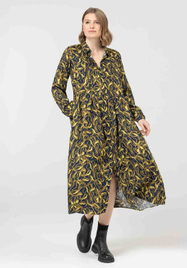 Robe longue imprimé bleu marine Femme - EOM Robe longue imprimé bleu marine Femme - EOM