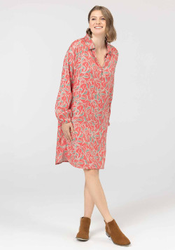 Robe manches longues imprimé corail Femme - EOM