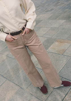 Pantalon Large 7/8ème Beige Femme